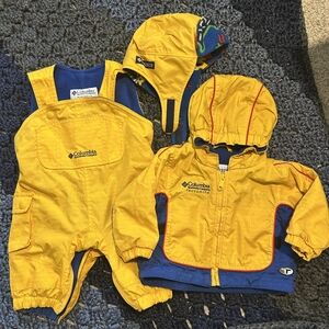 Columbia 12m Yellow and Blue Jacket, Snowpants, Hat